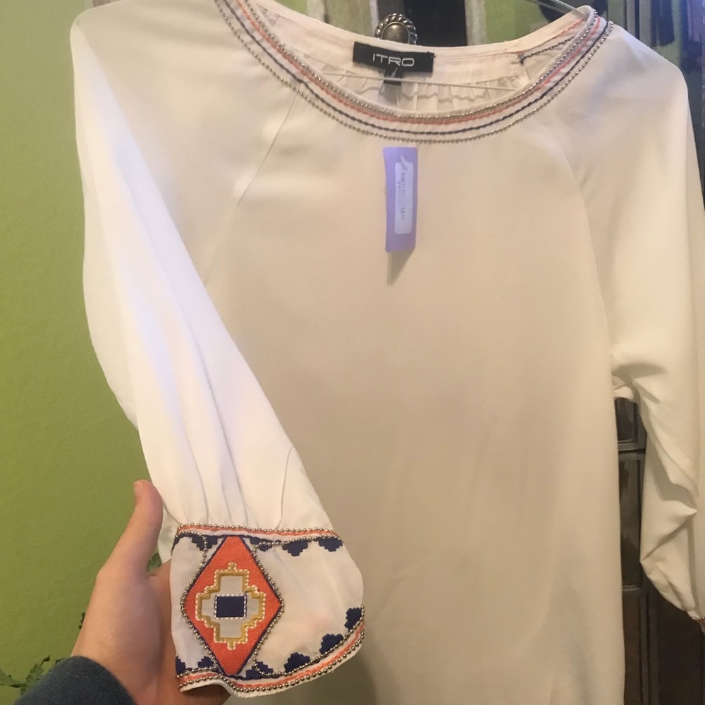NWT Embroidered and Beaded Blouse